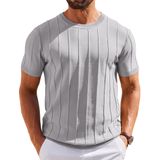 Camisa Coofandy, Suéter Masculino De Manga Curta, Tricotado Em Cinza Claro