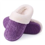 Chinelos Domésticos Femininos Evshine Warm Chenille Knit Purple 40-41