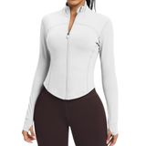Jaqueta, Cor De Pele, Leve, Zíper, Treino Feminino, Branco