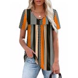 Blusa Feminina De Verão Com Decote Em V Plissada De Manga Curta Da Weeso