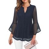 Blusa Valolia, Túnica Feminina, Folgada, Azul Xxl