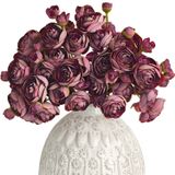 Flor Artificial Letjolt Ranunculus 18 Peças De Seda Roxa