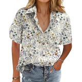 Blusa Feminina Hotouch De Algodão Floral De Manga Curta Com Bolso