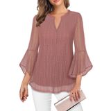 Top Valolia Bell Sleeve Para Mulheres Rosa Tamanho Gg