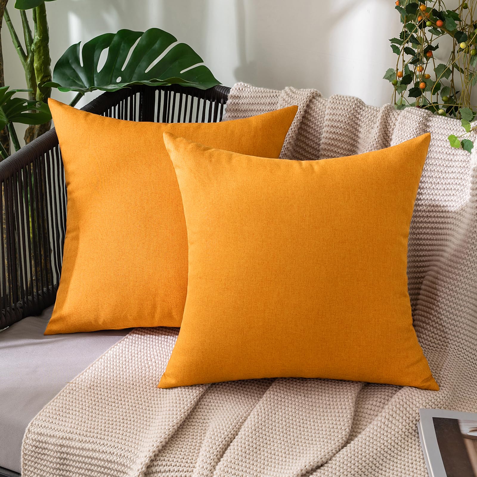 Capas De Almofada Miulee Impermeáveis De Linho Sintético 40x40cm, Pacote Com 2