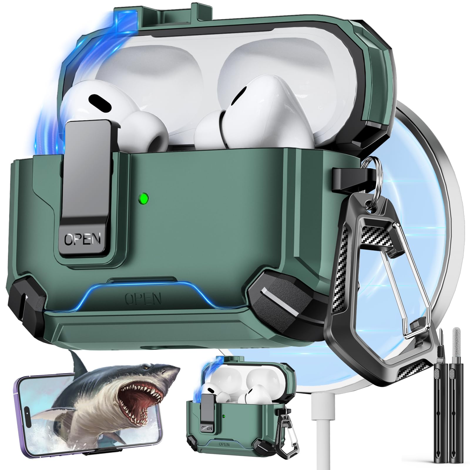 Capa Com Suporte De Telefone E Kit De Limpeza Para Airpods Pro