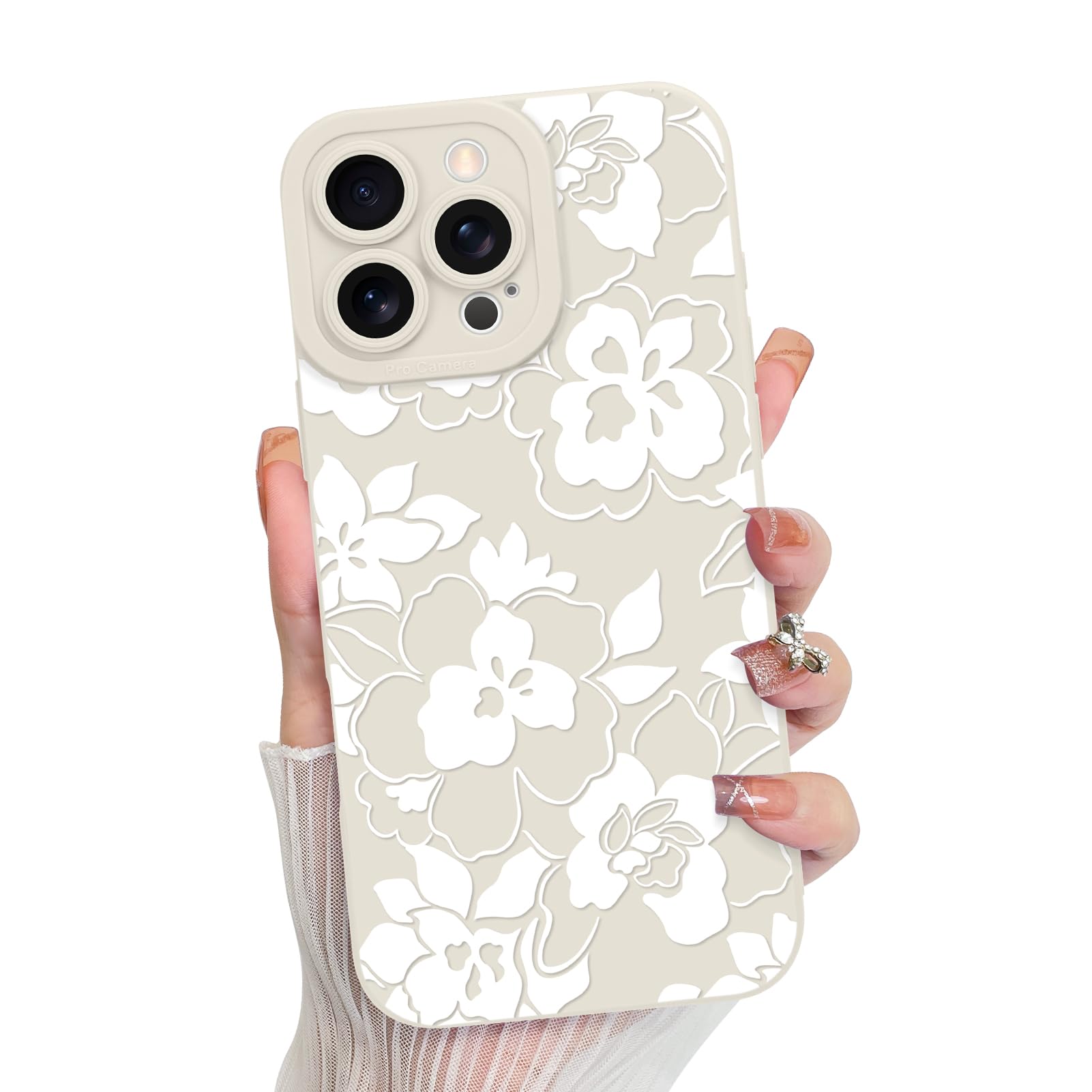 Capa De Telefone Mzelq Para Iphone 16 Pro Max Silicone Branca