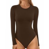 Camisetas Femininas De Manga Comprida Com Gola Redonda Bodysuit Mangopop