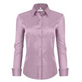 Camisa Feminina Com Botões Siliteelon, Manga Comprida, Roxa Acinzentada