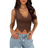 Top De Renda Uncooyee: Roupas Sexy E Modernas De Verão 2025 Chocolate L
