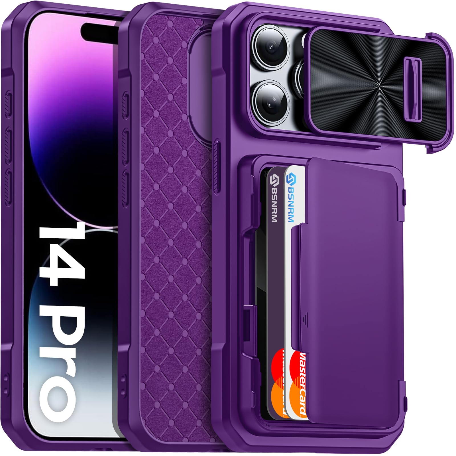 Capa Wallet Bsnrm Para Iphone 14 Pro Com Porta-cartões Roxa