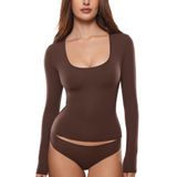 Camiseta Inlyric Inbarely Soft Deep Com Decote Em U, Manga Comprida, Feminina