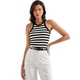 Camiseta Regata Feminina Suuksess 2025 Acolchoada De Algodão Com Nervuras E Gola Alta