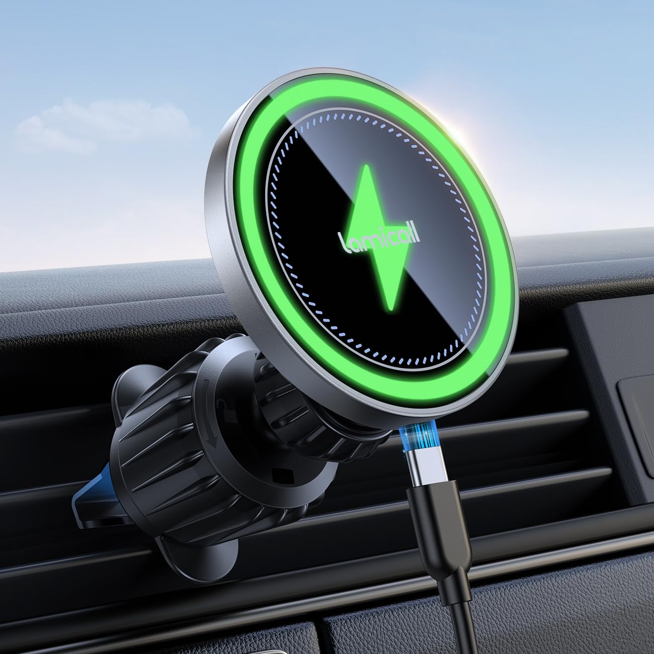 Carregador De Montagem Em Carro Lamicall 2025 Ultra Magnet 15w Para Iphone