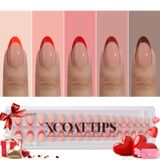 Press On Nails Btartboxnails Xcoattips French Tip Red Short