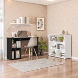 Kit 3 Peças Com Mesa Escrivaninha, Nichos Veneta E Estante Multiuso 5 Nichos Cairo Preto/branco
