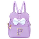 Mini Mochila Kkxiu Girls Initial Bowknot Purple Faux Leather