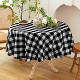 Toalha De Mesa Essifunia Em Tecido Xadrez Impermeável 229 Cm Redondo