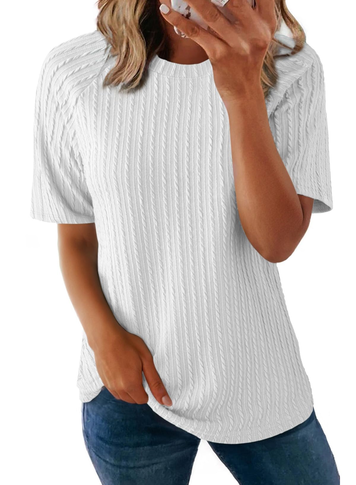 Top Feminino Dokotoo, Verão 2025, Manga Curta, Branca, Tamanho S