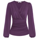 Blusa Grace Karin Work Wrap, Franzida, Manga Lanterna, Roxa, S