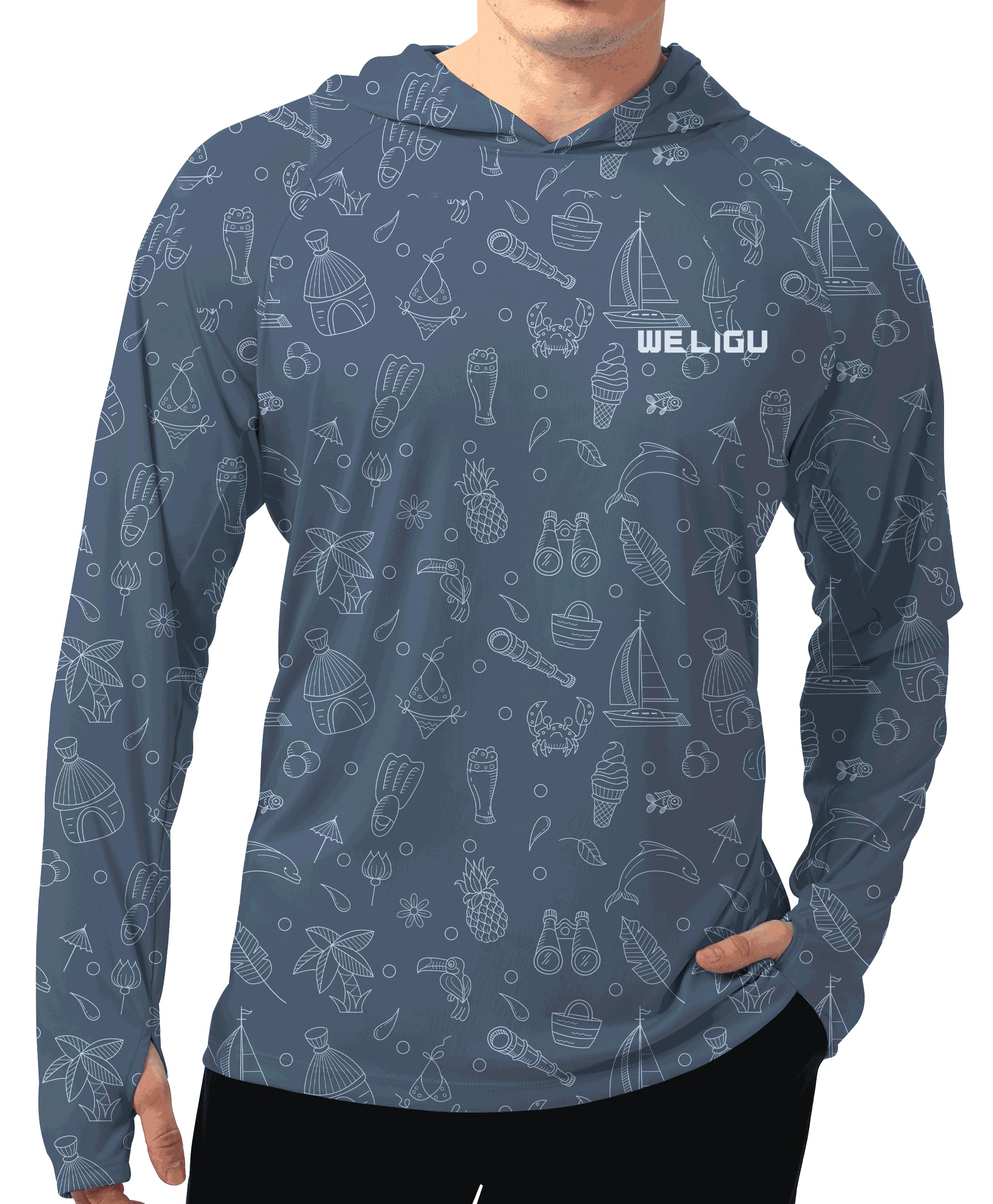 Camisa De Manga Comprida Weligu Uv Protection Upf 50+ Para Homens