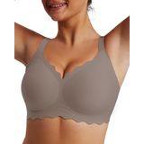 Sutiã Feminino Luxmay, Sem Costura, Recortado, Push Up Coffee S