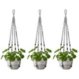 Cabide Para Plantas De Macramê Mkono Indoor Hanging Planter Grey Set 3