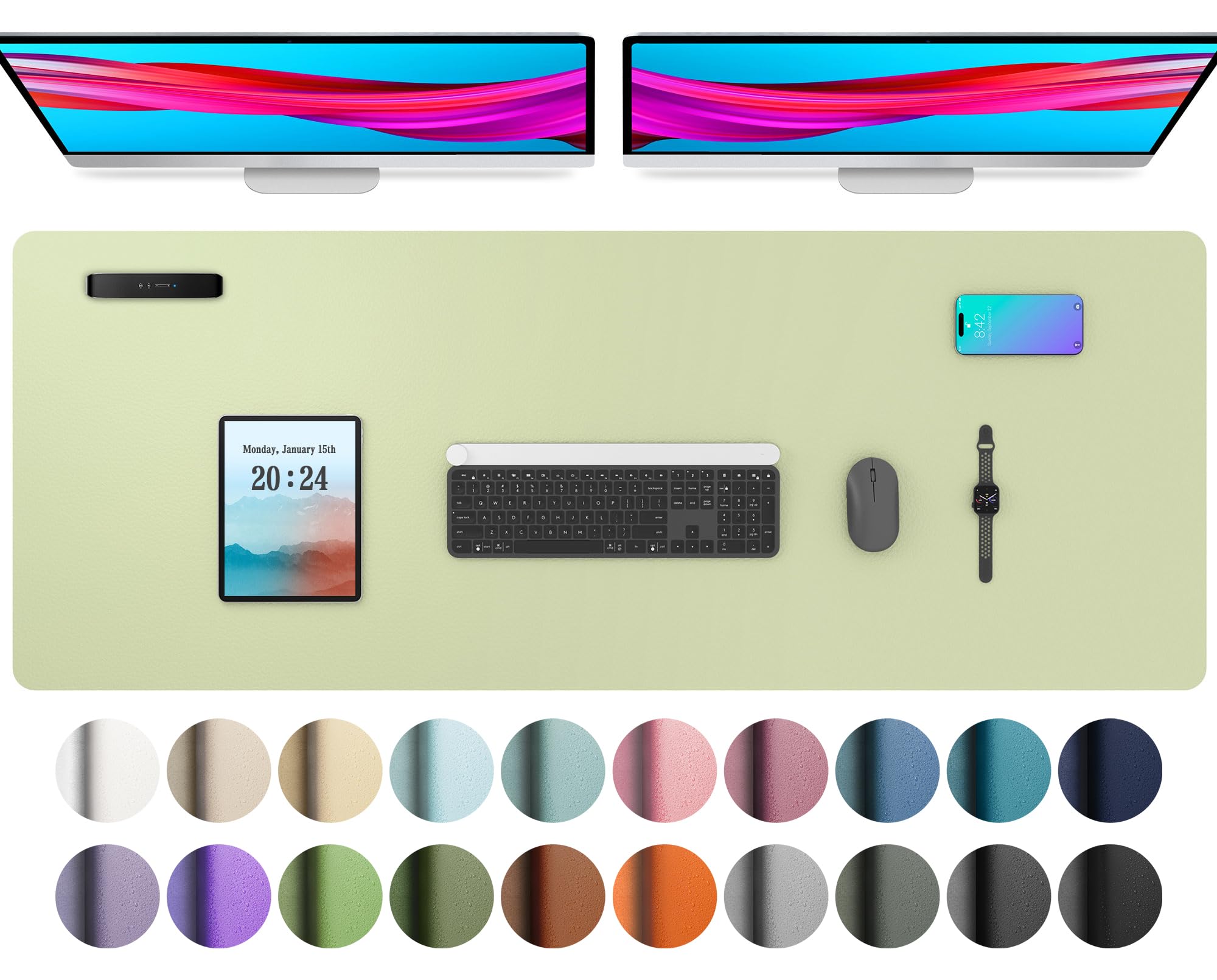 Protetor De Mesa Aothia Leather 48x17cm Verde Grama