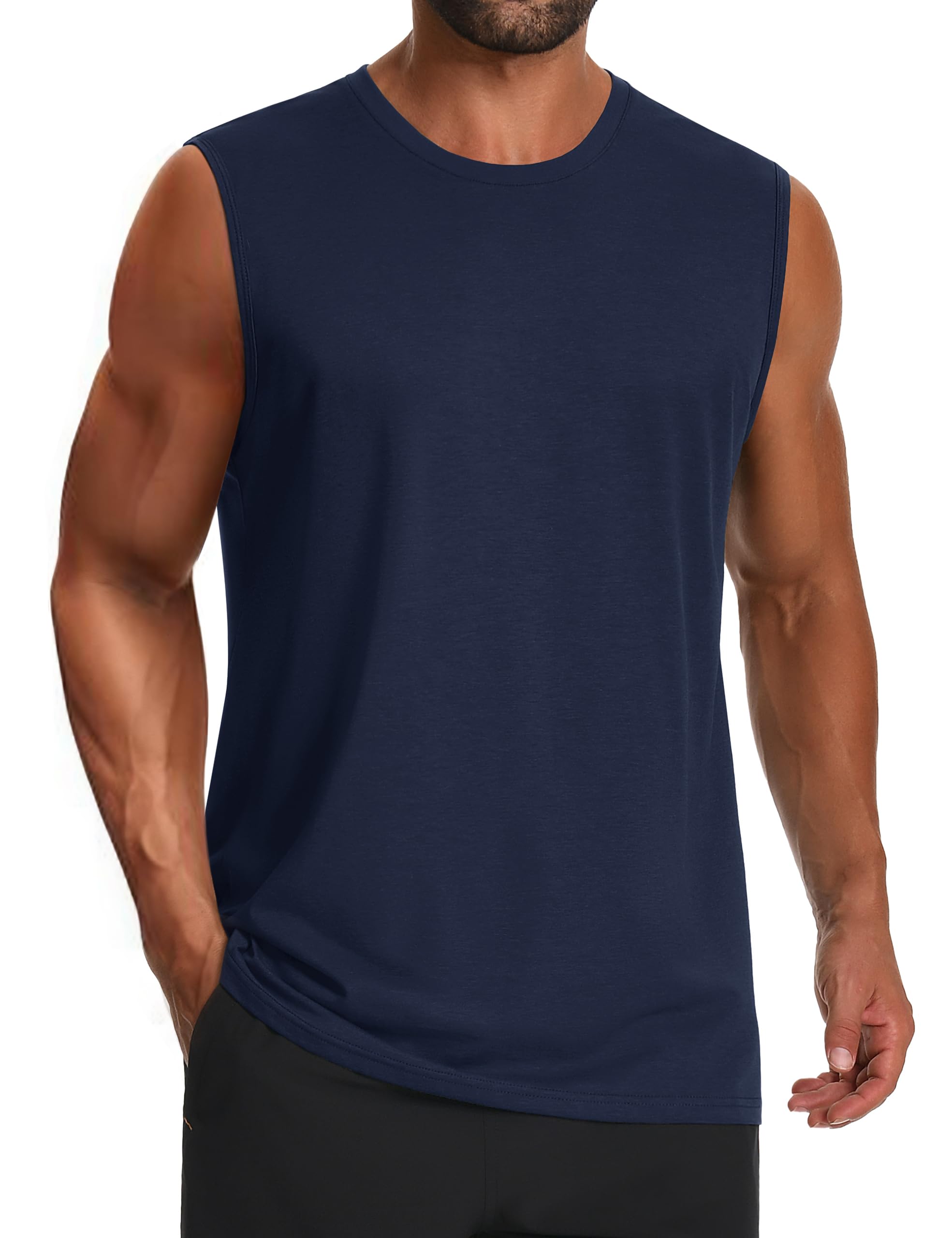 Camiseta Regata Masculina Cotrasen Upf 50+, Ajuste Regular, Tamanho Azul Marinho