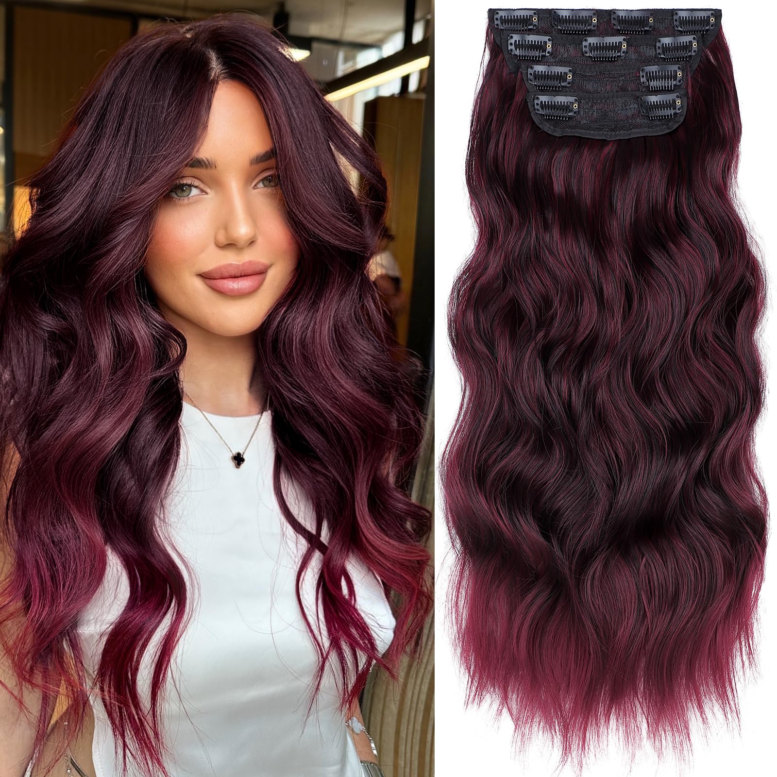 Extensões De Cabelo Clip In Kookastyle Long Wavy 20 Polegadas 190 G