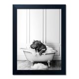 Decoração De Banheiro Melpa Art Funny Hippo Em Banheira, Impressão Em Tela