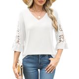 Blusa Rapbin Branca De Manga 3/4, Elegante De Verão, Casual, Feminina