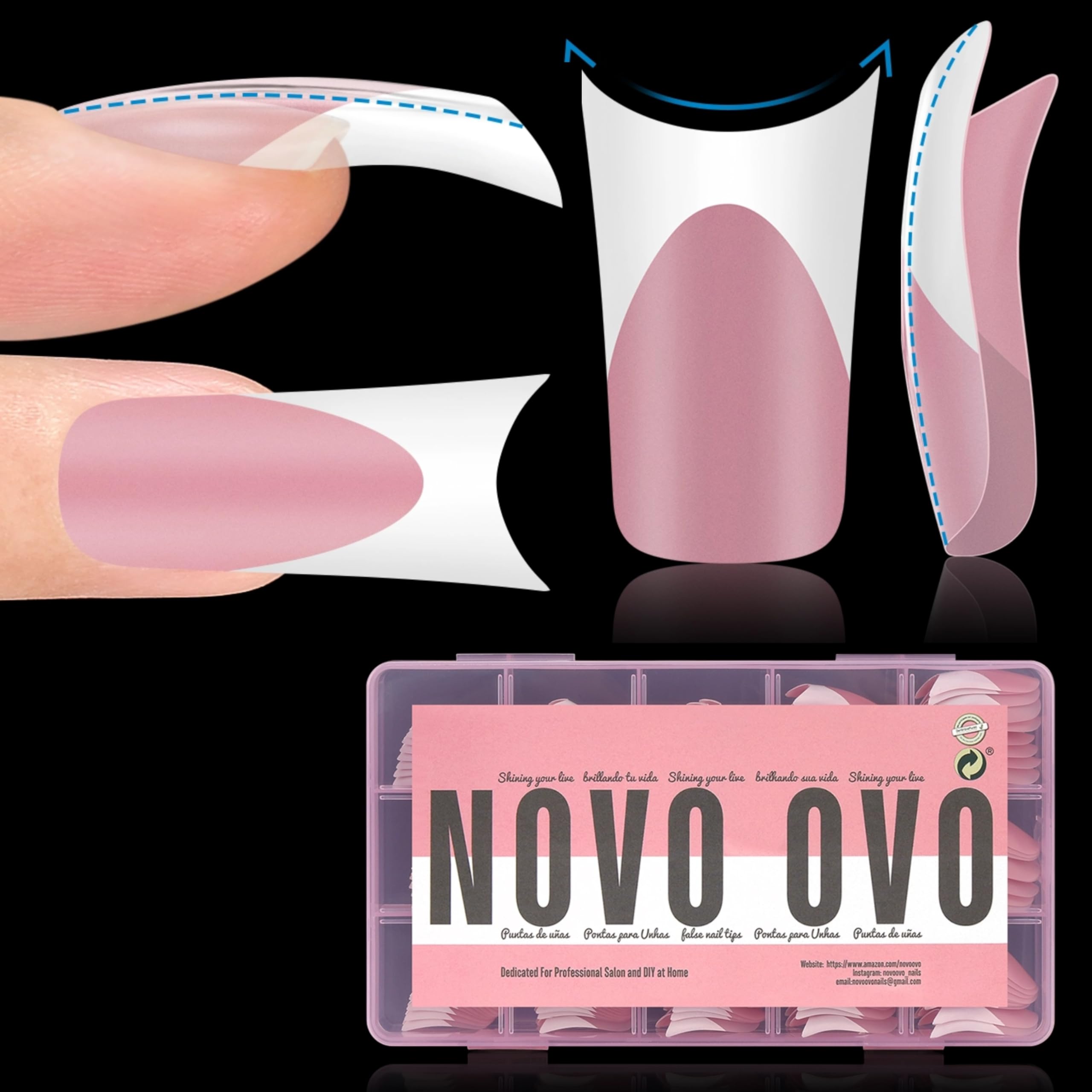 Nail Tips Novo Ovo White French Tip Full Cover X150 Unidades