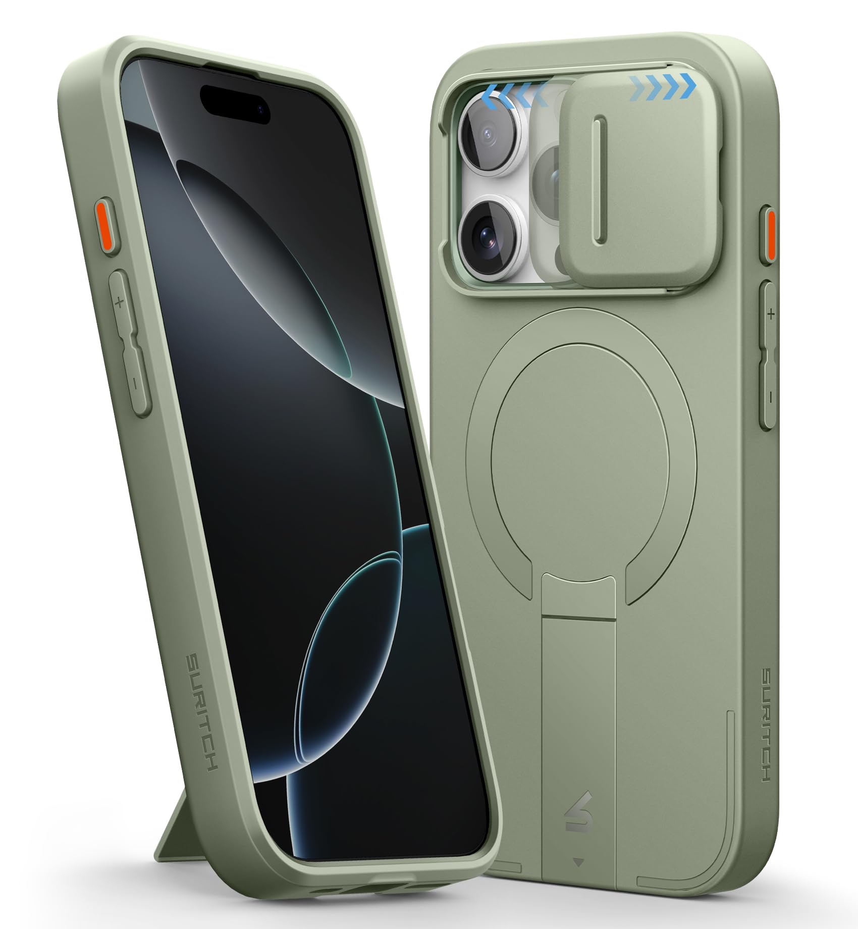Capa Suritch Para Iphone 16 Pro Com Capa De Câmera Deslizante Verde