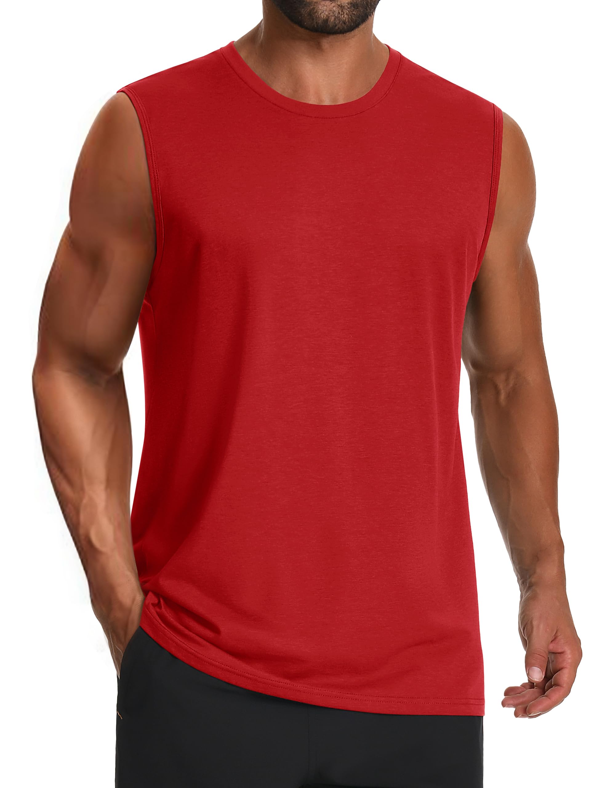 Camiseta Regata Masculina Cotasen Upf 50+, Gola Redonda, Respirável, Vermelha, Gg