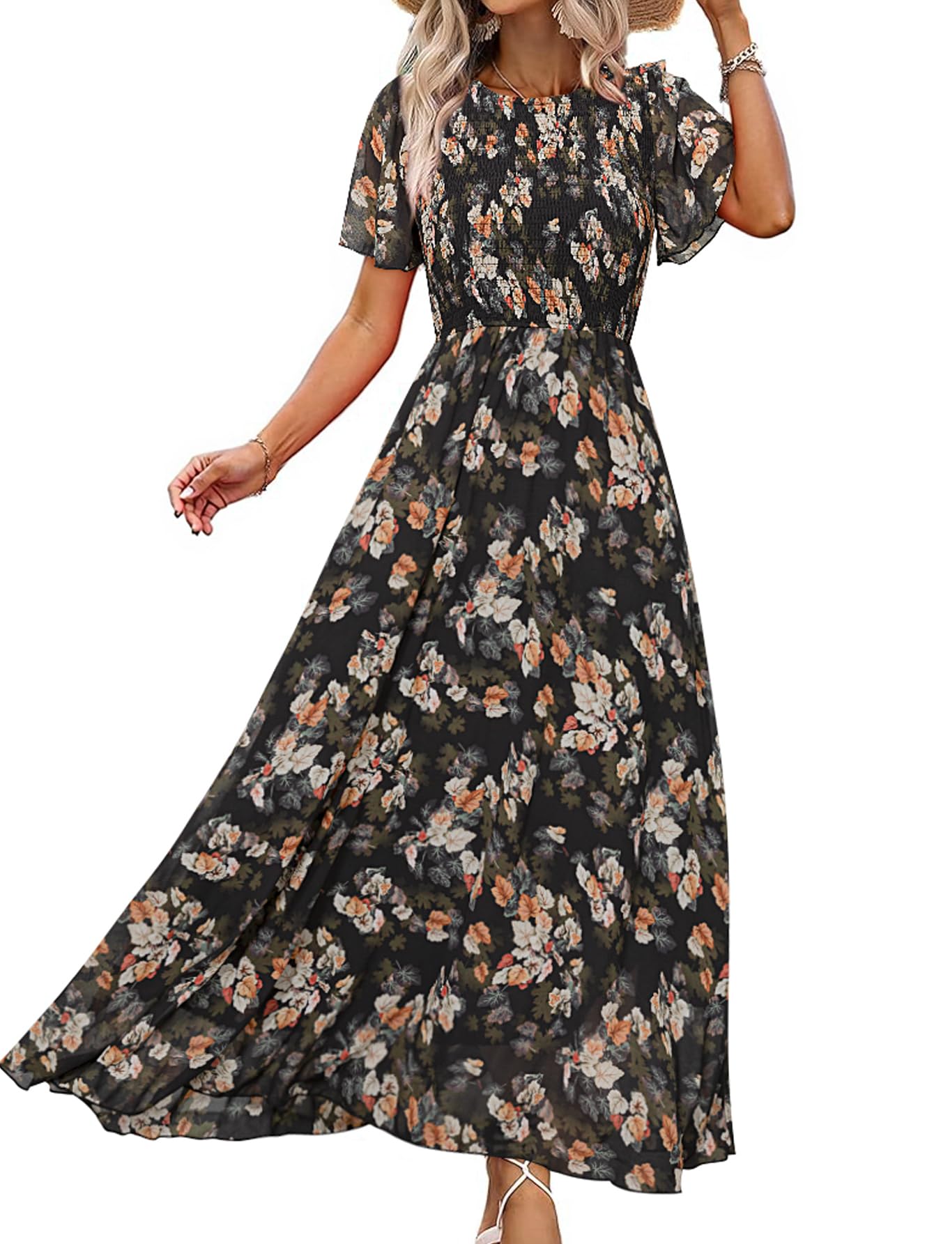 Vestido Maxi Simplee Apparel Summer Boho Floral Para Mulheres