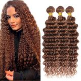 #30 Brown Bundles Human Hair Water Wave 40-50cm 150g 3 Pacotes