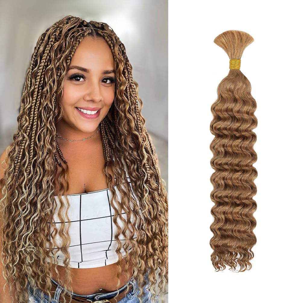 Human Braiding Hair Maxknow Deep Wave 18 In Honey Blonde