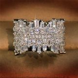 Anel Azq Em Prata Esterlina 925 Com Revestimento De Ouro 18k Para Mulheres