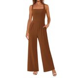 Macacão Prettygarden De Verão Sem Mangas Para Mulheres Marrom Xxl