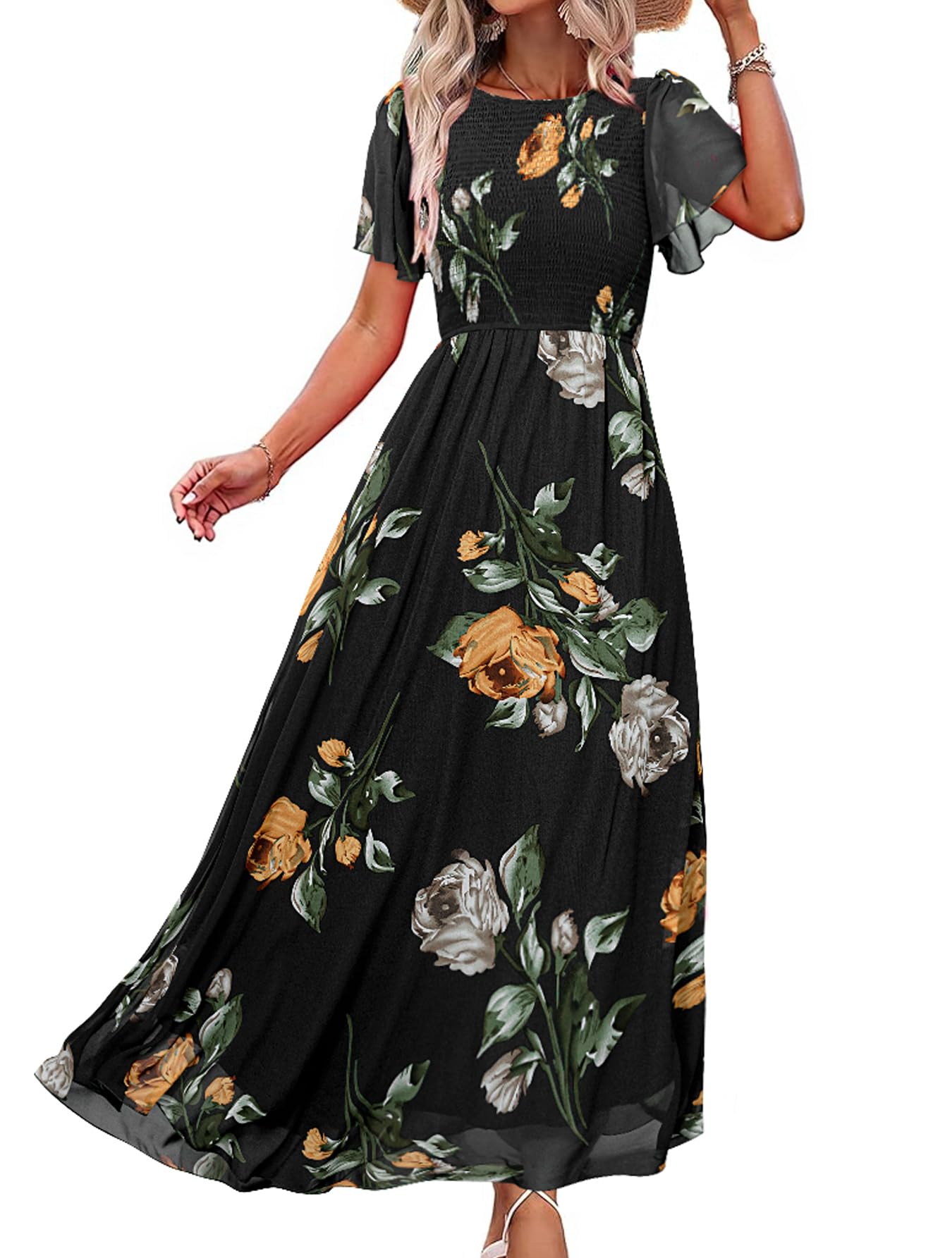 Vestido Maxi Simplee Apparel Summer Boho Floral Para Mulheres