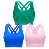 Sutiã Esportivo Running Girl High Support Para Mulheres - Azul/rosa/verde