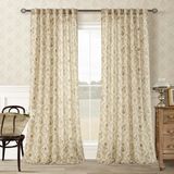 Cortinas, Dois Painéis, Extra Longas, Rústicas, Florais, 30,5 Cm, Mistura De Linho