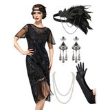 Vestido Sweetv Great Gatsby, Década De 1920, Decote De Renda, Melindroso, Preto L