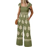 Macacão Happy Sailed Dressy Para Mulheres Com Gola Quadrada Verde