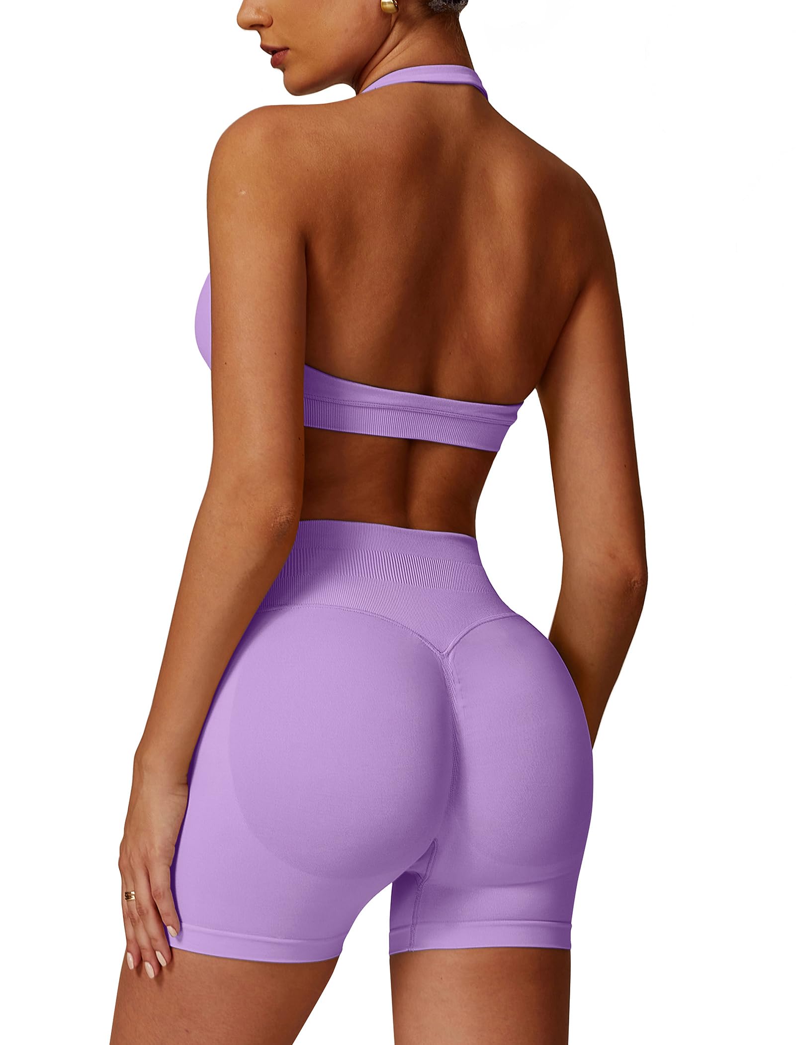 Conjunto De Treino Abociw Seamless High Waist Scrunch Butt Lifting Purple