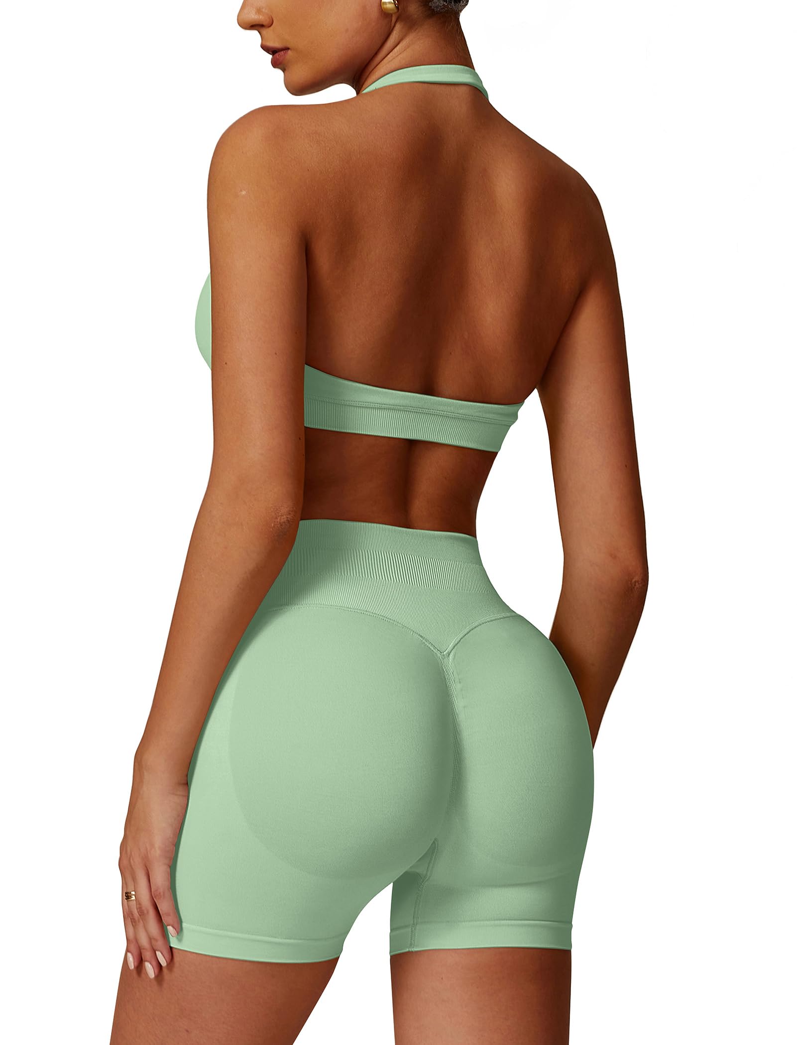 Conjunto De Treino Abociw Seamless High Waist Scrunch Butt Lifting