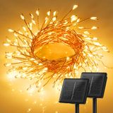 Solar String Lights Brightown 480 Led 12m, 2 Pacotes, Branco Quente