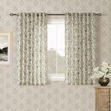 Cortinas Twopanels Charcoal Floral 114x114cm Mistura De Linho