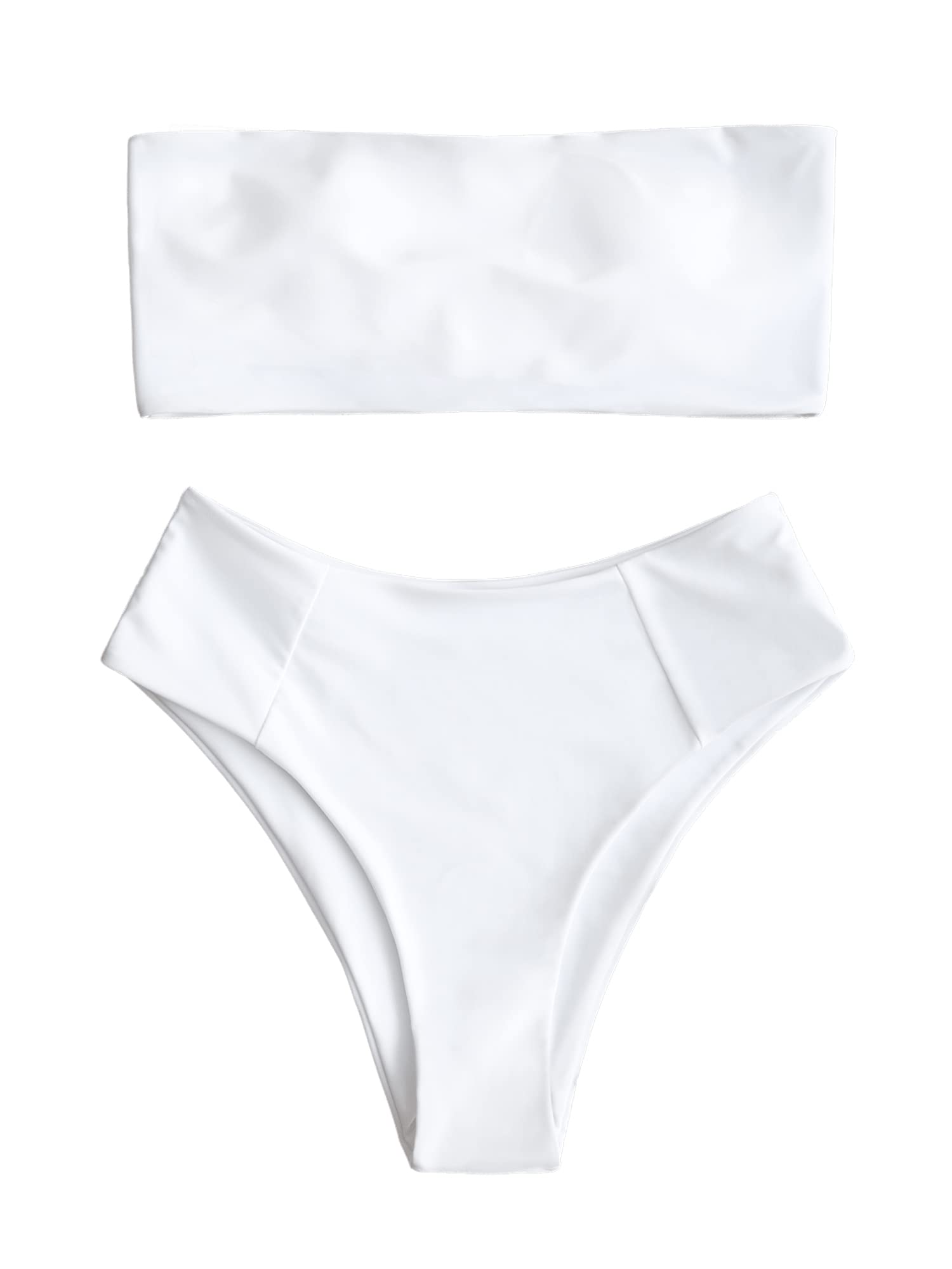 Conjunto De Biquíni Zaful Feminino De Corte Alto Sem Alças Branco Gg